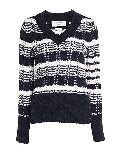 THOM BROWNE Jumper Navy blue 50% Cotton, 37% Wool, 13% Polyamide