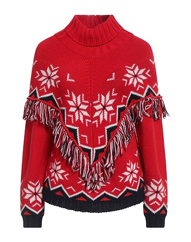 VICOLO Polo neck Red 50% Wool, 50% Acrylic