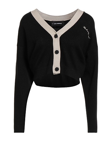 KARL LAGERFELD Cardigan Black 60% Cotton, 34% Polyamide, 6% Elastic fibres