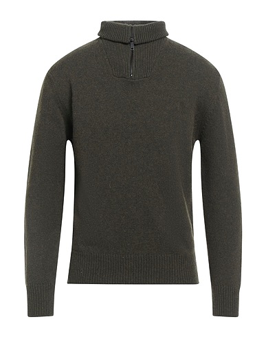 DANIELE FIESOLI Jumper with zip Military green 80% Merino Wool, 20% Polyamide