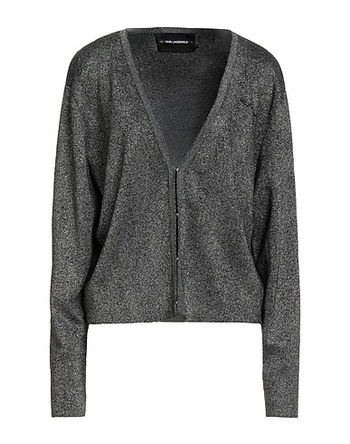 KARL LAGERFELD Cardigan Silver 79% Polyester, 15% Nylon, 6% Metallic fiber