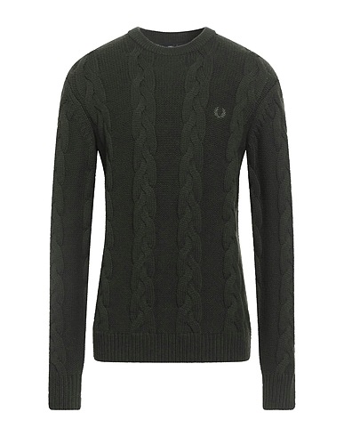 FRED PERRY Sweater Military green 80% Wool, 20% Recycled polyamide