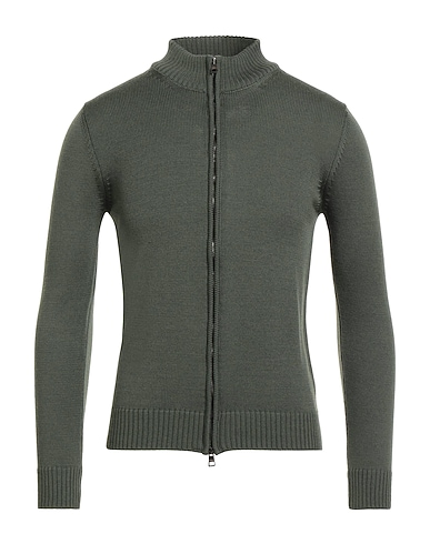 LUIGI BORRELLI NAPOLI Jumper with zip VERDE MILITARE 100% Wool