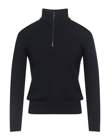 BL'KER Maglia con zip Blu notte 100% Lana