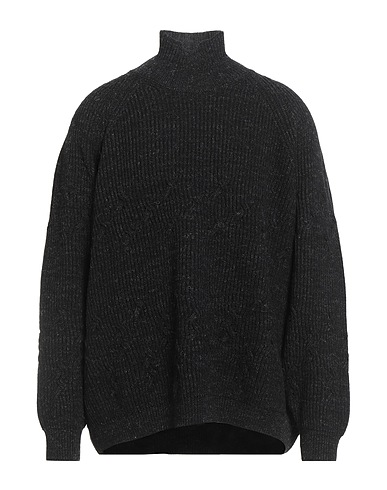 JAN-JAN VAN ESSCHE Polo neck Black 90% Wool, 10% Linen