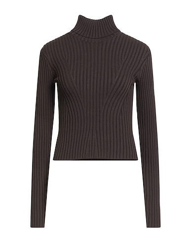 STAUD Polo neck Chocolate brown 59% Viscose, 40% Nylon, 1% Elastane