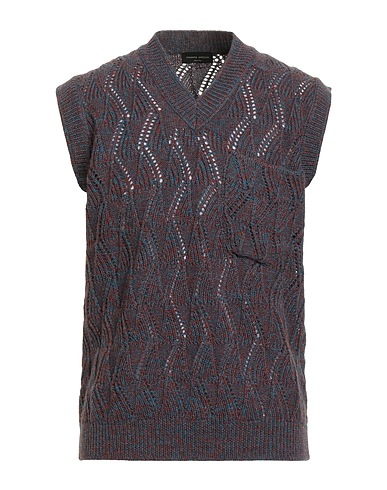ROBERTO COLLINA Maglia Gilet Marrone 50% Lana di baby alpaca, 50% Lana organica
