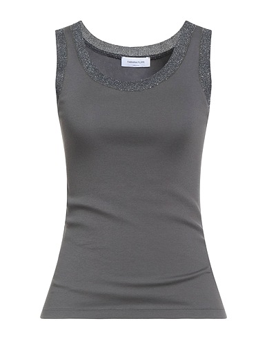 FABIANA FILIPPI Top Piombo 94% Cotone, 6% Elastan, Viscosa, Poliestere, Ecobrass