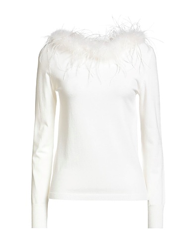 TWINSET Jumper White 70% Viscose, 30% Polyester, Turkey feathers, Ostrich feathers