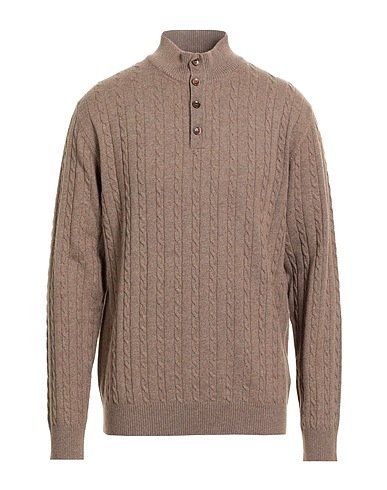LUIGI BORRELLI NAPOLI Turtleneck Khaki 70% Wool, 20% Silk, 10% Cashmere