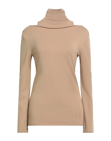 AKEP Polo neck Beige 89% Viscose, 8% Polyamide, 3% Elastic fibres