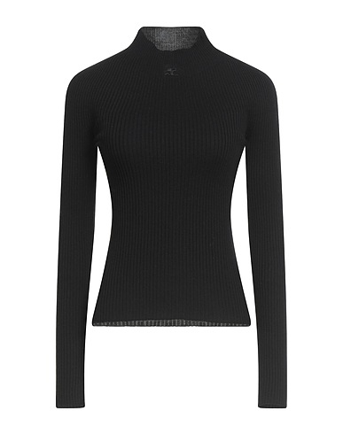 COURRÈGES Rollkragenpullover Schwarz 80% Baumwolle, 20% Merinowolle