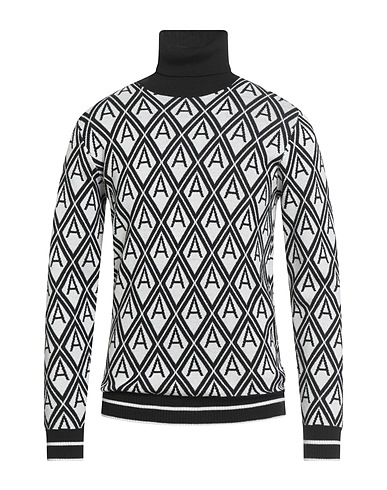 GREY DANIELE ALESSANDRINI Polo neck Black 50% Acrylic, 50% Wool