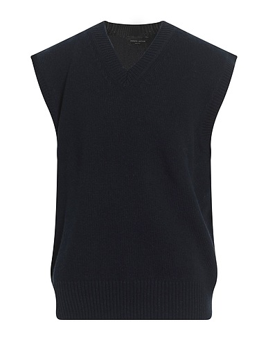 ROBERTO COLLINA Maglia Gilet Blu notte 90% Lana, 10% Cachemire