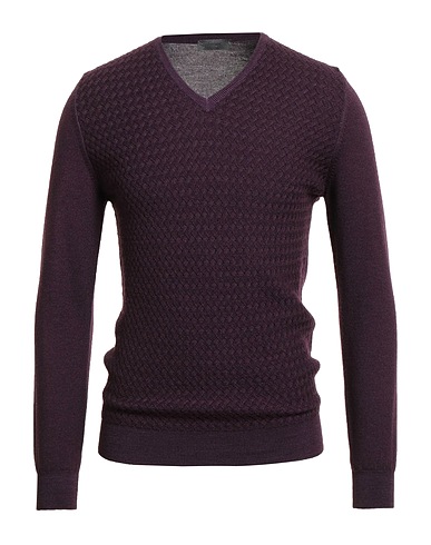 FERRANTE Pullover Viola scuro 100% Lana Merino
