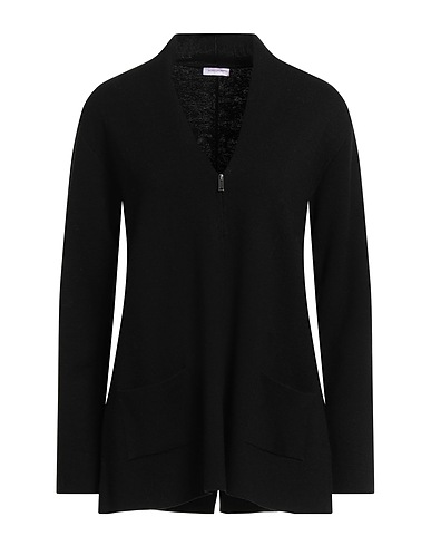 ROSSOPURO Cardigan Nero 100% Lana Merino