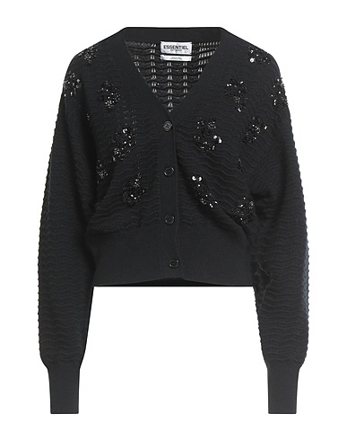 ESSENTIEL ANTWERP Strickjacke Schwarz 55% Wolle, 45% Recyceltes Polyamid