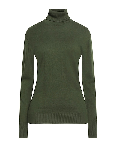 CHARLIE JOE Polo neck Dark green 95% Cotton, 5% Cashmere