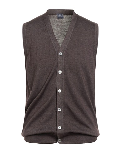 FEDELI Cardigan Dark brown 100% Merino Wool