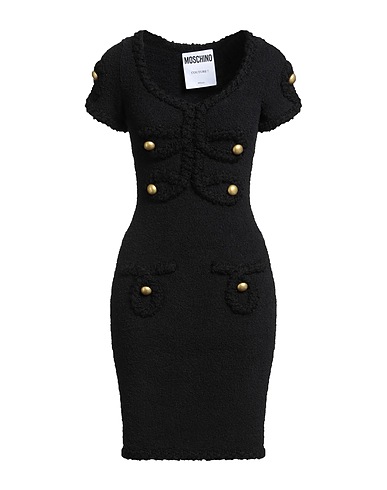 MOSCHINO Sheath dress COUTURE Black 80% Cotton, 17% Polyamide, 3% Elastane, Virgin Wool