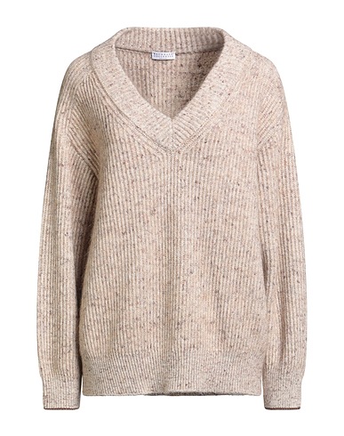 BRUNELLO CUCINELLI Jumper Beige 53% Wool, 29% Polyamide, 13% Mohair wool, 5% Linen, Ecobrass