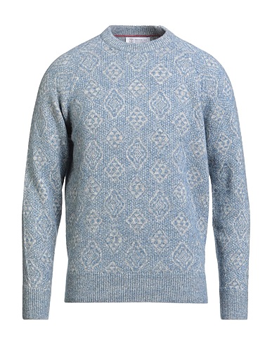 BRUNELLO CUCINELLI Jumper Slate blue 37% Alpaca wool, 30% Cotton, 26% Polyamide, 7% Wool