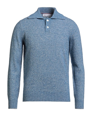 BRUNELLO CUCINELLI Jumper Slate blue 37% Alpaca wool, 30% Cotton, 26% Polyamide, 7% Wool
