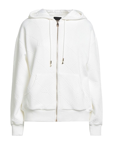 GAUDÌ Hooded track jacket  JEANS White 97% Polyester, 3% Elastane