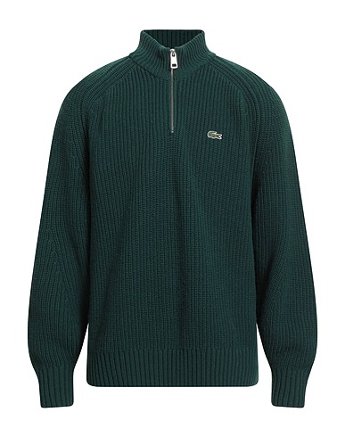 LACOSTE Maglia con zip Verde scuro 100% Lana
