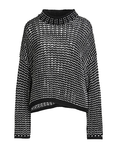 MARC CAIN Polo neck Black 48% Organic cotton, 17% Acrylic, 15% Polyamide, 14% Alpaca wool, 6% Wool