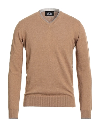 ALPHA STUDIO Jumper Camel 100% Geelong Wool