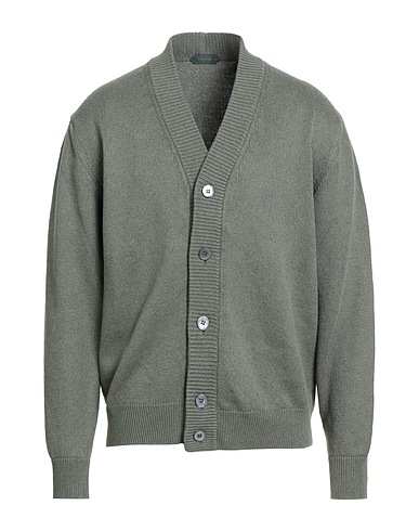 ZANONE Cardigan Military green 66% Linen, 34% Cotton