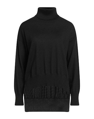 ARAGONA Polo neck Black 100% Merino Wool