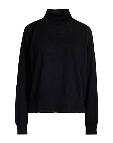 ARAGONA Turtleneck Black 100% Merino Wool
