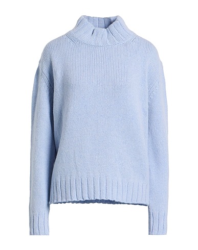 ARAGONA Polo neck Sky blue 50% Baby alpaca wool, 50% Merino Wool