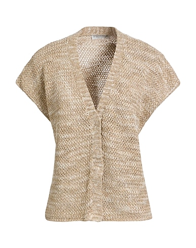 LE TRICOT PERUGIA Cardigan Beige 51% Linen, 47% Polyester, 2% Polyamide