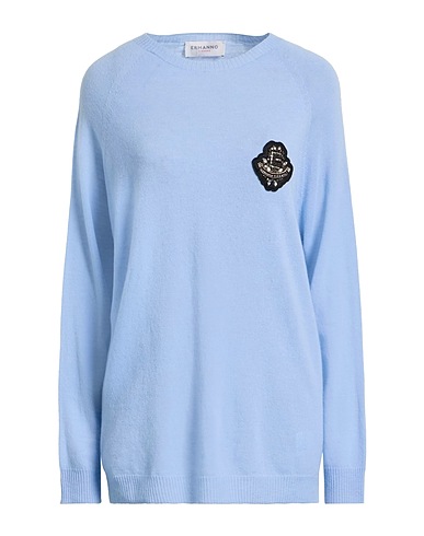 ERMANNO FIRENZE Pullover Celeste 100% Lana, Vetro, Acrilico, Ottone, Poliestere