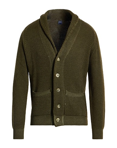 FEDELI Cardigan Military green 100% Merino Wool
