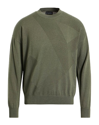 EMPORIO ARMANI Jumper Military green 100% Virgin Wool, Polyamide, Elastane