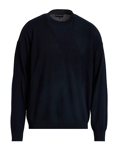 EMPORIO ARMANI Jumper Navy blue 100% Virgin Wool, Polyamide, Elastane