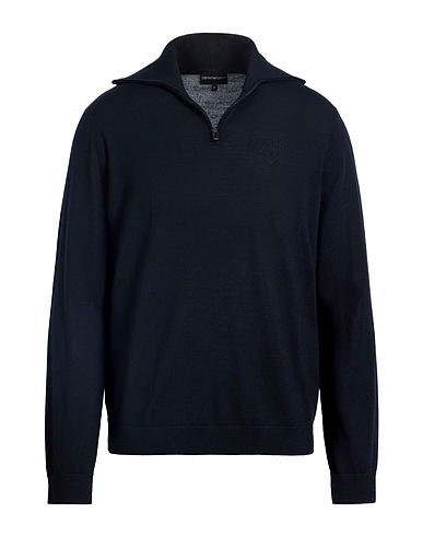 EMPORIO ARMANI Μπλούζα με φερμουάρ Σκούρο μπλε της νύχτας 100% Παρθένο μαλλί