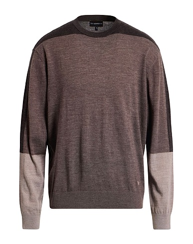 EMPORIO ARMANI Sweater Chocolate brown 100% Virgin Wool, Polyamide, Elastane
