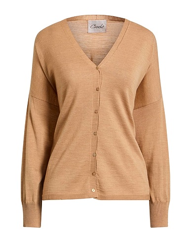 CROCHÈ Cardigan Camel 100% Merino Wool