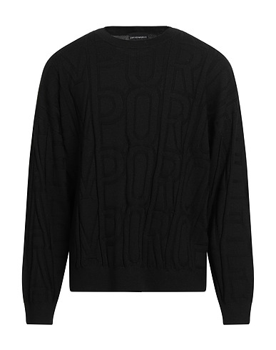 EMPORIO ARMANI プルオーバー ブラック バージンウール 100%