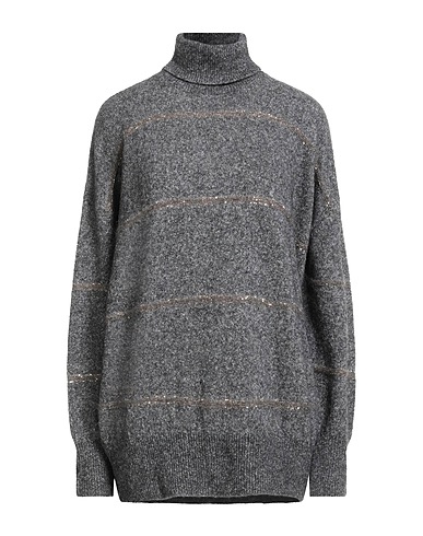 BRUNELLO CUCINELLI Polo neck Grey 37% Alpaca wool, 30% Cotton, 26% Polyamide, 7% Wool