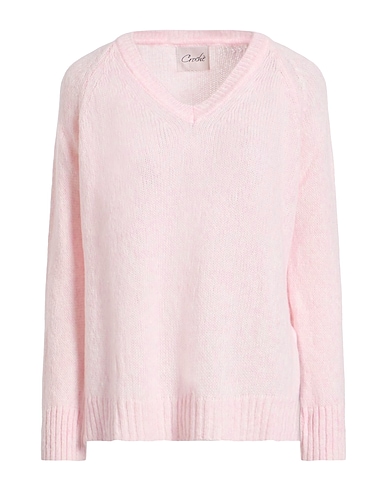 CROCHÈ Pullover Rosa chiaro 75% Lana Vergine, 25% Poliammide