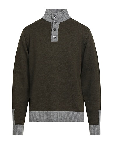 VNECK Sweater Military green 95% Wool, 5% Polyamide