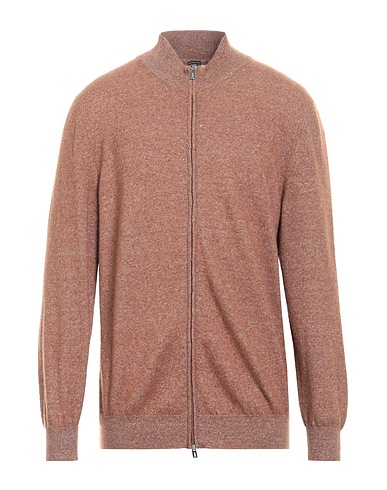 FEDELI Cardigan CASHMERE Brown 70% Cashmere, 30% Linen