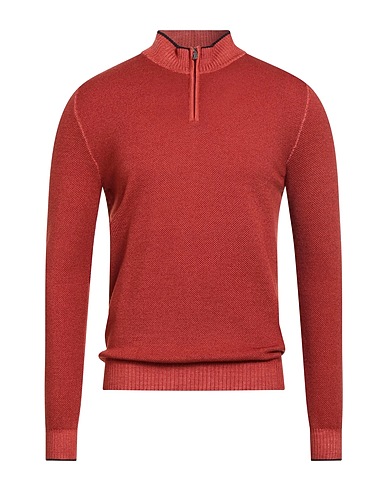 FEDELI Sweater with zip Rust 100% Merino Wool