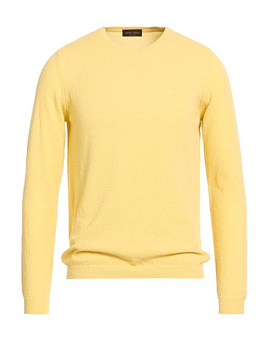 ROBERTO COLLINA Jumper Pastel yellow 80% Cotton, 16% Nylon, 4% Elastane